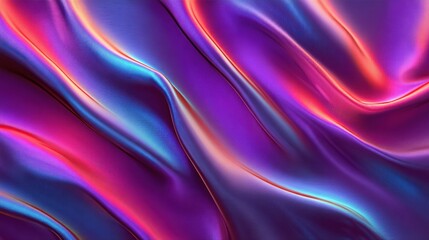 Obraz premium Abstract flowing rainbow gradient iridescent background in luxurious silk cloth with dynamic shadows and curves with rich vibrant vivid purple magenta blue colors