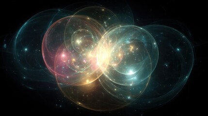Abstract Spheres of Light - A Cosmic Dance of Color and Energy.