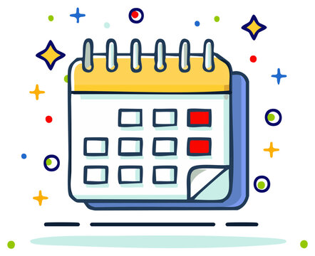Cute Doodle Style Calendar with Marked Dates and Colorful Star Accents Planner Design