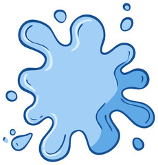 Obraz premium Cartoon Splash of Blue Water, with Bubbles, Artistic Hand Drawn Design
