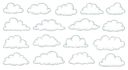 Set of Fluffy Clouds Illustration for Graphic Design Projects