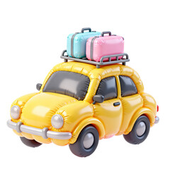 3D Rendered Inflatable - Style Car with Luggage on Roof Rack