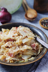 	
Southern Fried Cabbage, traditional dish in the South of the USA	