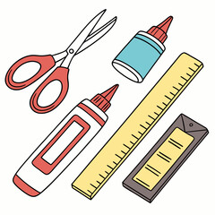 School Supplies With Red And Yellow Accents stationery