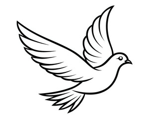 Obraz premium dove of peace ,illustration outline isolated on white background