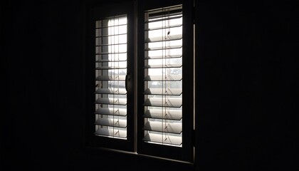 Sunlight Streams Through Window Shutters with Creating Shadows and Light.