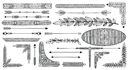 Boho Arrow Border Elements Decorative Ornaments & Floral Dividers