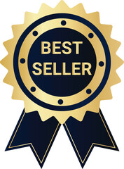 Golden Best Seller Award Ribbon Rosette Seal