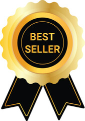 Golden Best Seller Rosette Seal with Black Ribbon