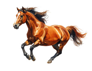 Obraz premium 疾走する茶色い馬のイラスト