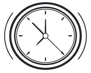 clock ,illustration outline isolated on white background