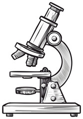 Fototapeta premium Retro style laboratory microscope illustration for science research and education