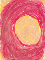 Oil pastel abstract background in red and yellow, hand painted texture