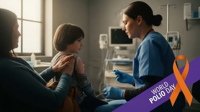 World Polio Day: Nurse Administering Vaccine to Child with Parent Present