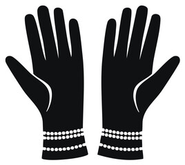 Obraz premium Elegant black gloves with pearl embellishments for formal occasions