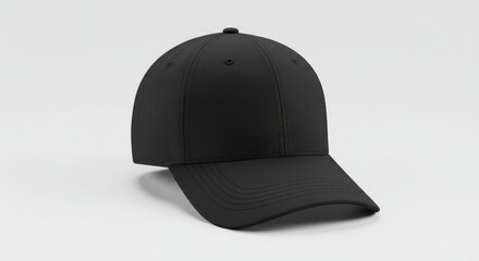 Black Baseball Cap Mockup Isolated on White Background