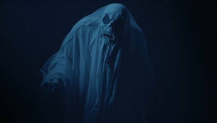 画面下から立ち上がる影と左右の余白でCTAを強調するコンバージョン志向のホラー構図.生成AI