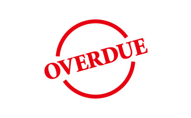 OVERDUE - Red Rubber Stamp With text message OVERDUE 
