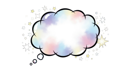 Dreamy comic speech bubble with watercolor texture isolated PNG with Transparent Background