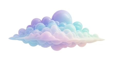 Pastel cloud of balloons isolated PNG with Transparent Background