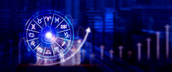 Horoscope with zodiac signs and money coins like astrology and money and astrology and wealth...