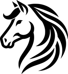 Fototapeta premium Horse Silhouette, Elegant Equine Profile Minimalist Design sign, symbol, vector, art
