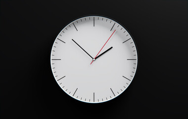 Modern 3D Clock Design on Black Wall Background, Time Concept Background