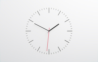 Minimalist 3D Clock Design on Simple White Background, Time Concept