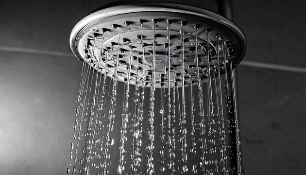 Shower head with water droplets - Powered by Adobe