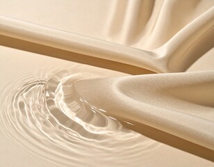 A close-up of flowing fabric and water, with ripples reflecting light