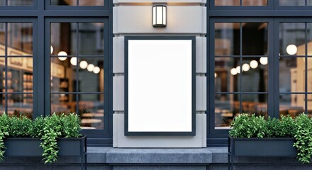Stylish mockup of a blank gastropub patio exterior menu board with modern ambient lighting.