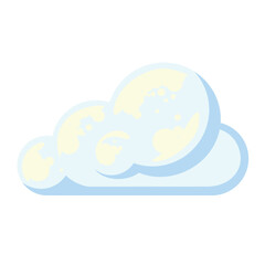 Vector illustration of a fluffy light blue cartoon cloud with smooth rounded edges and soft shading, symbolizing clear skies, calm weather, and peaceful atmosphere