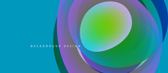 Abstract vibrant layers create dynamic visual effect. Blue, green, purple hues blend seamlessly, forming modern backdrop.
