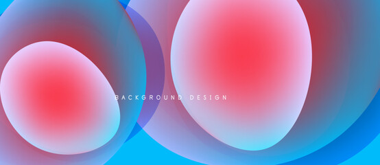 Abstract colorful shapes overlap. Blue, pink hues create modern design. Smooth gradients suggest depth, movement. Minimalist aesthetic.