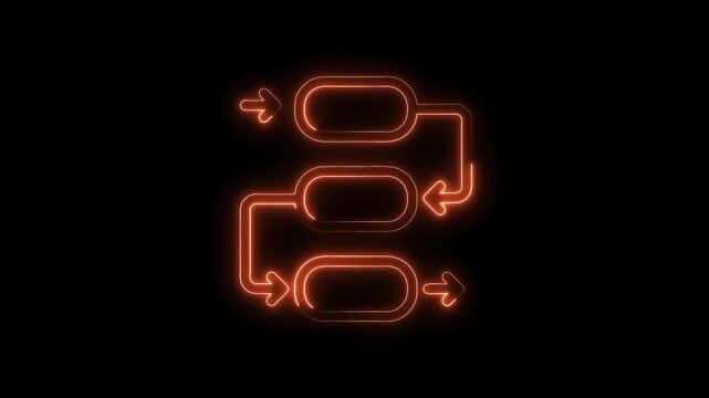 Glowing neon flowchart animation on black background for presentations and visualizations