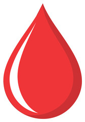 Fototapeta premium Red blood drop with a white highlight and shadow effect representing life and health
