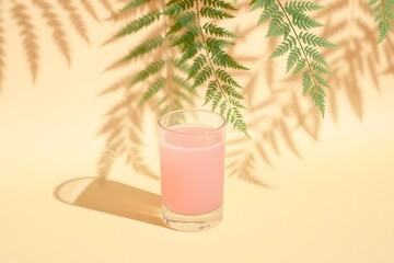Generative AI a refreshing pink beverage casts dappled shade.