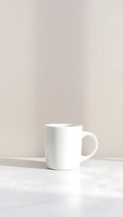 Generative AI a simple white mug casts a soft shadow.