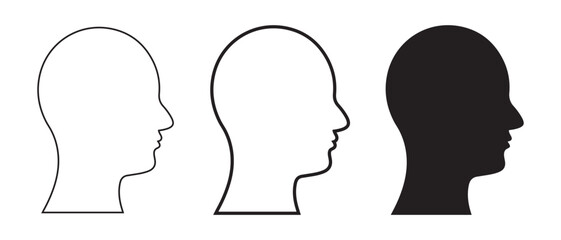 human head profiles icons. in different styles isolated on white background.