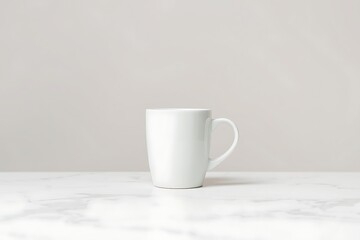 Generative AI clean white mug on marble countertop background