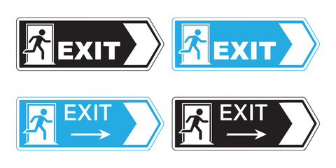Exit sign vector set. isolated on white background for emergency evacuation.