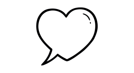 Heart shaped speech bubble for expressing love and care isolated PNG with Transparent Background