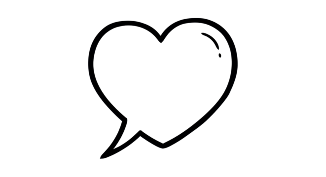 Heart shaped speech bubble for expressing love and care isolated PNG with Transparent Background
