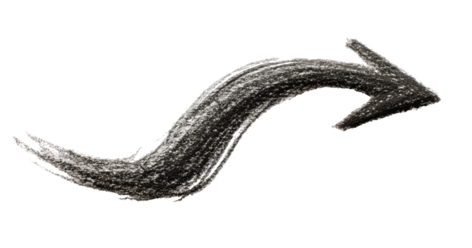 Gray, stylized, curving arrow on black - Powered by Adobe