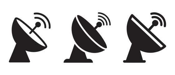 Satellite dish icon set. isolated on white background in vector format.
