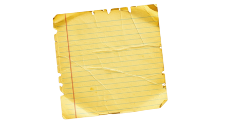 Aged lined paper with torn edges isolated PNG with Transparent Background
