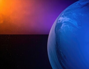 Celestial view planetary sphere emerges from a vibrant, color-layered cosmos