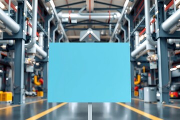 Generative AI industrial mockup with blank blue screen