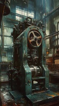 A large machine in a factory