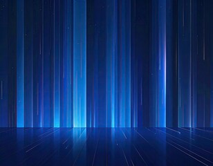 Abstract, vertical blue lines and subtle stars over a reflective, shaded floor